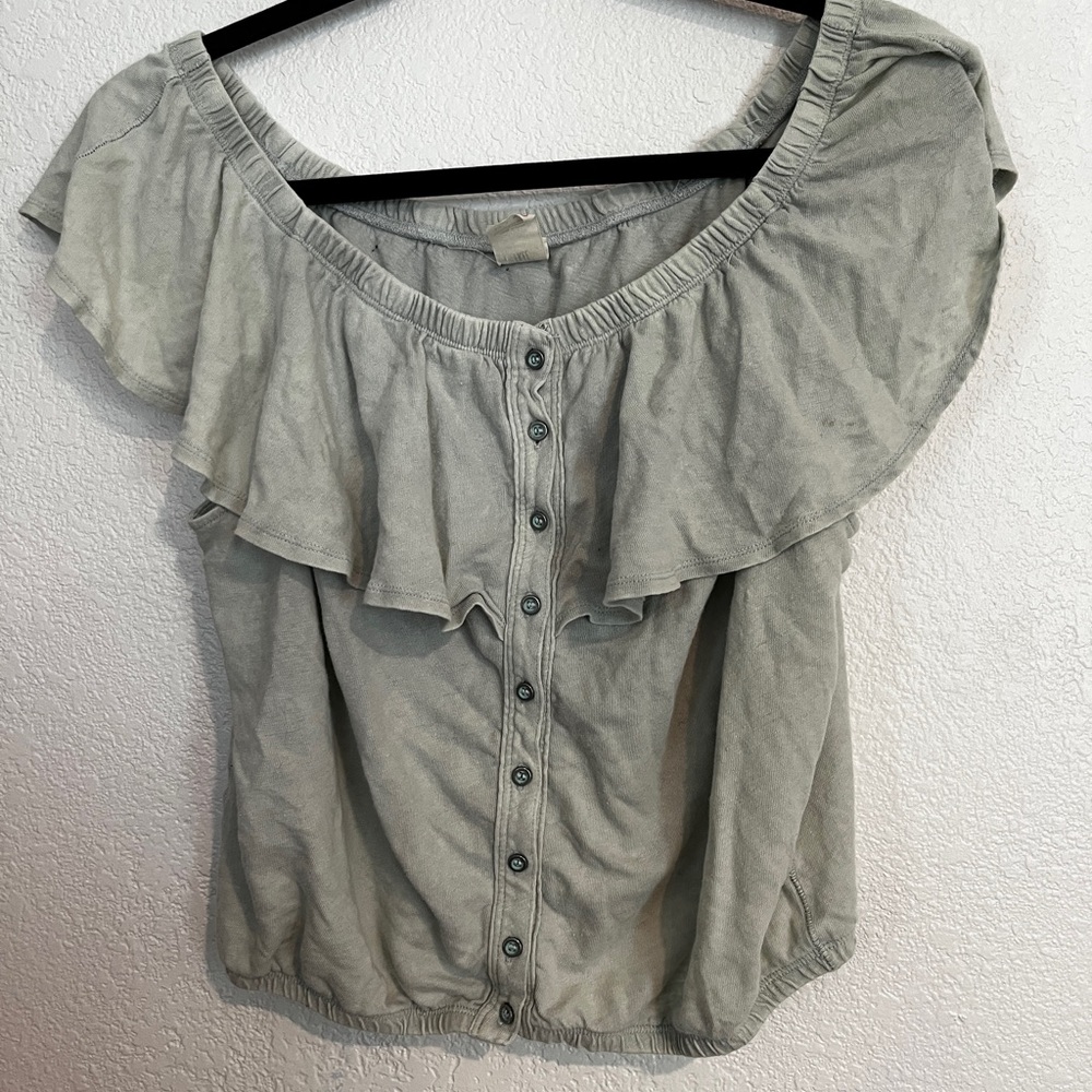Free People We The Free Ruffled Blouse with Off-the-Shoulder size L